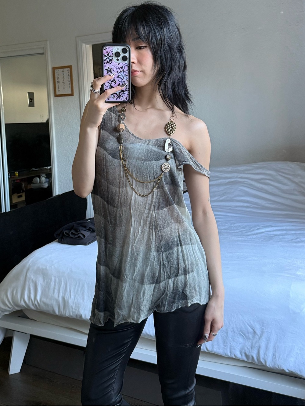 Helmut Lang Sheer Asymmetrical Top